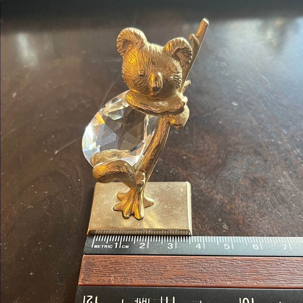 Vintage 1984 Swarovski Gold Koala Figurine with Crystal Accent
